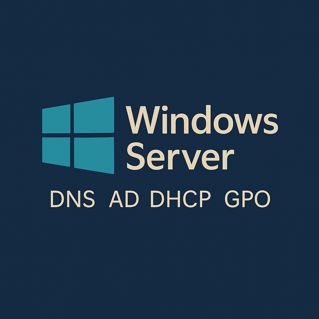 Logo Windows Server avec AD, DNS, DHCP et GPO
